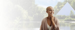 Cancer Patient in front of Pyramid